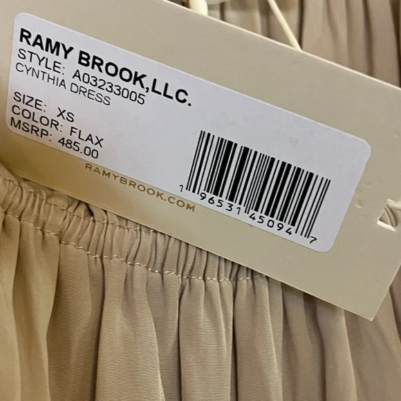 Ramy Brook/ NWT cream off-Shoulder mini Dress XS/TP elastic waist scallo… - Picture 5 of 9